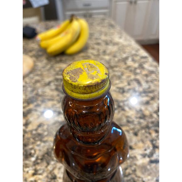 Vintage 1970's Mrs. Butterworth Amber Syrup Jars with original lid set of 2 - Picture 4 of 11